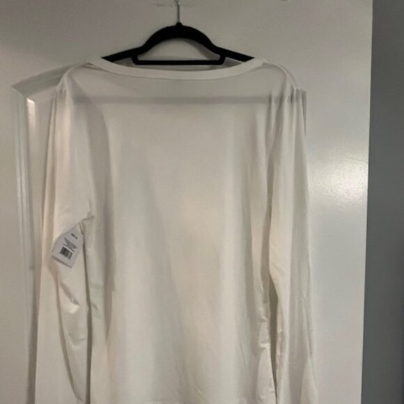 NWT, Style 5 sheer white long sleeve top, silky feel,size xl - Picture 2 of 6